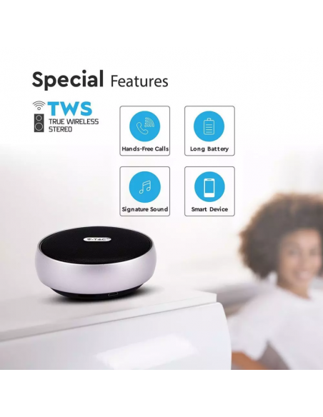 7717-Speaker Bluetooth Portatile  con Microfono e Slot per Scheda TF Batteria da mAh Colore Grigio-6