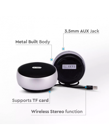 7717-Speaker Bluetooth Portatile  con Microfono e Slot per Scheda TF Batteria da mAh Colore Grigio-7