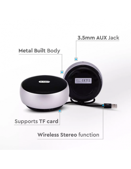 7717-Speaker Bluetooth Portatile  con Microfono e Slot per Scheda TF Batteria da mAh Colore Grigio-7