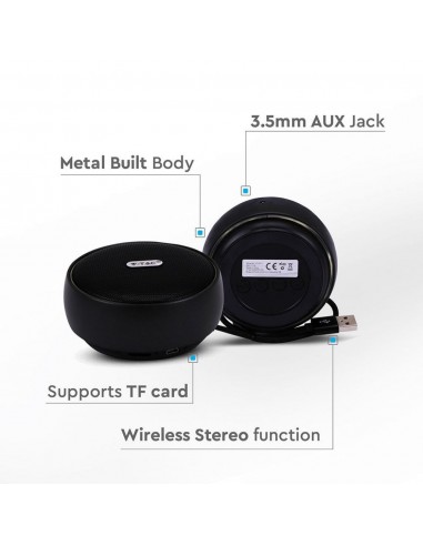 7718-Speaker Bluetooth Portatile  con Microfono e Slot per Scheda TF Batteria da mAh Colore Nero-5