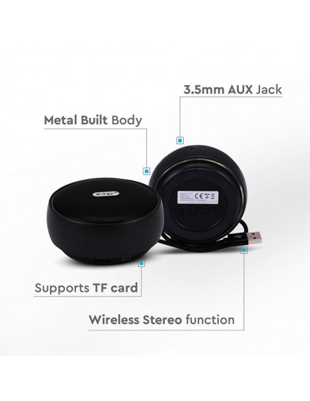 7718-Speaker Bluetooth Portatile  con Microfono e Slot per Scheda TF Batteria da mAh Colore Nero-5