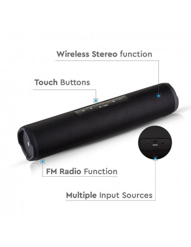 7726-Altoparlante Bluetooth Portatile con Microfono e Pulsante Touch con FM AUX/USB e TF Funzione TWS e Batteria da mah-2