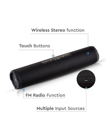 7726-Altoparlante Bluetooth Portatile con Microfono e Pulsante Touch con FM AUX/USB e TF Funzione TWS e Batteria da mah-2