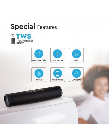 7726-Altoparlante Bluetooth Portatile con Microfono e Pulsante Touch con FM AUX/USB e TF Funzione TWS e Batteria da mah-3