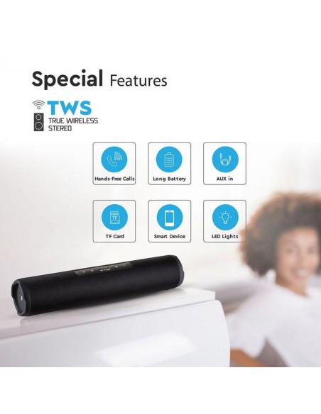 7726-Altoparlante Bluetooth Portatile con Microfono e Pulsante Touch con FM AUX/USB e TF Funzione TWS e Batteria da mah-3