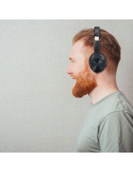 7727-Cuffia Senza Fili Bluetooth con Testa Rotante mAh Colore Nero con Custodia-3
