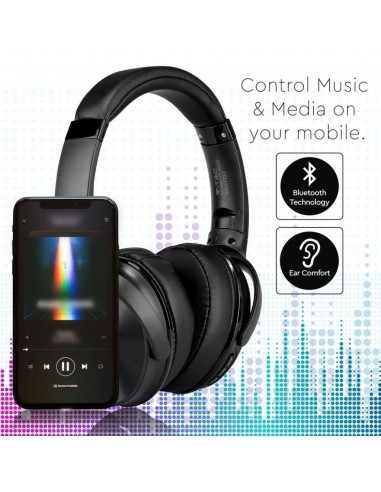 7727-Cuffia Senza Fili Bluetooth con Testa Rotante mAh Colore Nero con Custodia-4