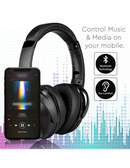 7727-Cuffia Senza Fili Bluetooth con Testa Rotante mAh Colore Nero con Custodia-4