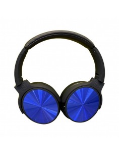 7728-Cuffia Senza Fili Bluetooth con Testa Rotante mAh Colore Blu con Custodia-1