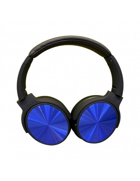 7728-Cuffia Senza Fili Bluetooth con Testa Rotante mAh Colore Blu con Custodia-1