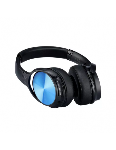 7728-Cuffia Senza Fili Bluetooth con Testa Rotante mAh Colore Blu con Custodia-2