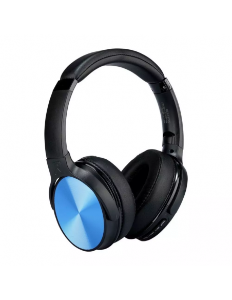 7728-Cuffia Senza Fili Bluetooth con Testa Rotante mAh Colore Blu con Custodia-3