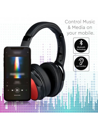 7729-Cuffia Senza Fili Bluetooth con Testa Rotante mAh Colore Rosso con Custodia-4