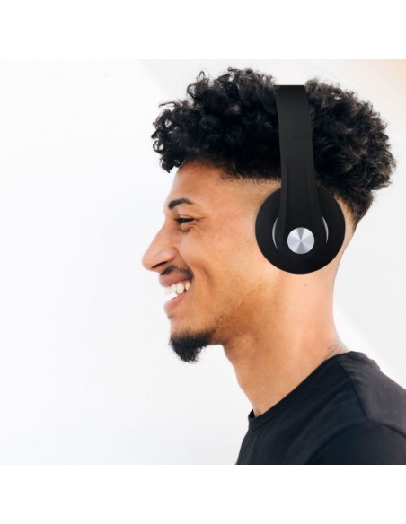 7730-Cuffia Senza Fili Bluetooth con Testa Regolabile mAh Colore Nero con Custodia-3