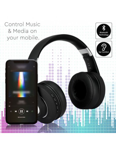 7730-Cuffia Senza Fili Bluetooth con Testa Regolabile mAh Colore Nero con Custodia-4