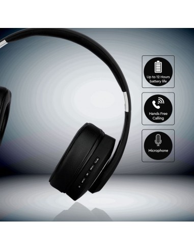 7730-Cuffia Senza Fili Bluetooth con Testa Regolabile mAh Colore Nero con Custodia-7