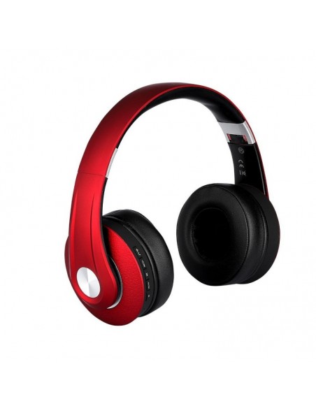 7731-Cuffia Senza Fili Bluetooth con Testa Regolabile mAh Colore Rosso con Custodia-1