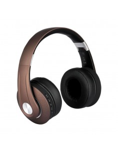 7732-Cuffia Senza Fili Bluetooth con Testa Regolabile mAh Colore Marrone con Custodia-1