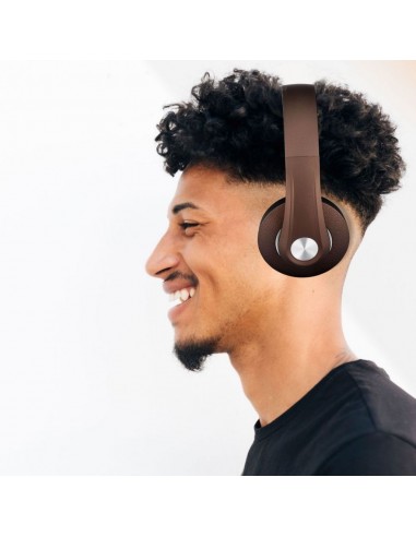 7732-Cuffia Senza Fili Bluetooth con Testa Regolabile mAh Colore Marrone con Custodia-3