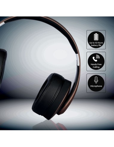 7732-Cuffia Senza Fili Bluetooth con Testa Regolabile mAh Colore Marrone con Custodia-7