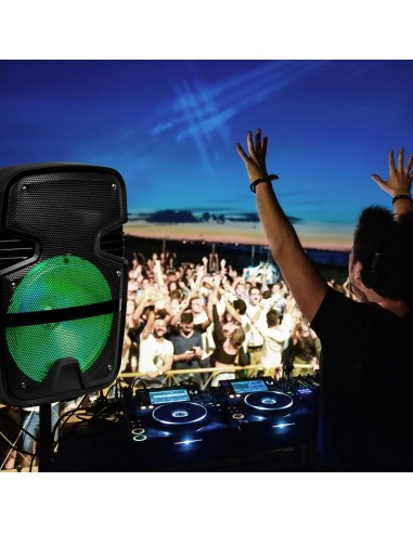 7735-Altoparlante Trolley Ricaricabile  Microfono Cablato Telecomando RGB per Cassa  pollici-2