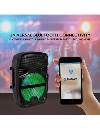 7735-Altoparlante Trolley Ricaricabile  Microfono Cablato Telecomando RGB per Cassa  pollici-4