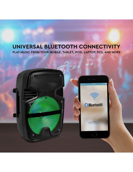 7735-Altoparlante Trolley Ricaricabile  Microfono Cablato Telecomando RGB per Cassa  pollici-4