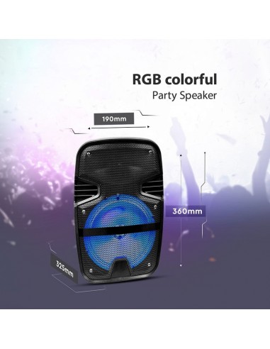 7735-Altoparlante Trolley Ricaricabile  Microfono Cablato Telecomando RGB per Cassa  pollici-7