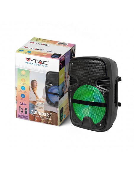 Altoparlante Trolley Ricaricabile 15W Microfono Cablato Telecomando RGB per Cassa 8 pollici