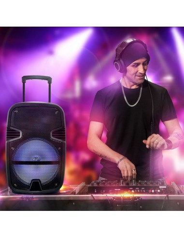 7736-Altoparlante Trolley Ricaricabile  Microfono Cablato Telecomando RGB per Cassa  pollici-2