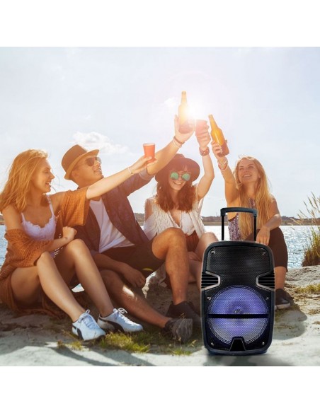 7736-Altoparlante Trolley Ricaricabile  Microfono Cablato Telecomando RGB per Cassa  pollici-3