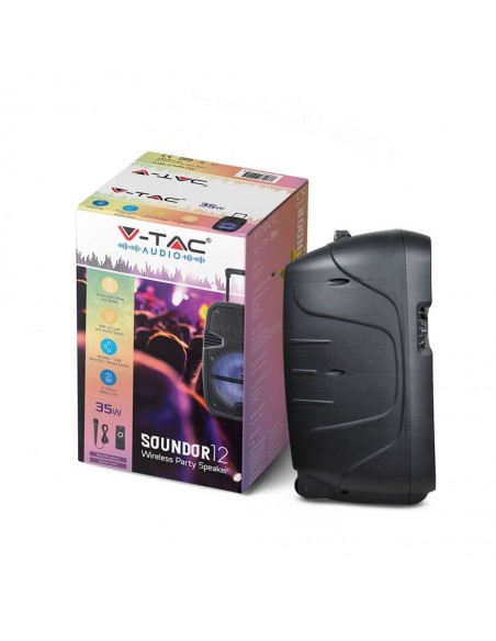 7736-Altoparlante Trolley Ricaricabile  Microfono Cablato Telecomando RGB per Cassa  pollici-5