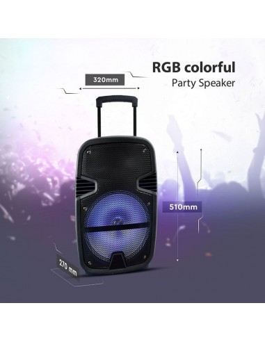 7736-Altoparlante Trolley Ricaricabile  Microfono Cablato Telecomando RGB per Cassa  pollici-6