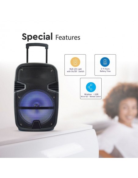 7736-Altoparlante Trolley Ricaricabile  Microfono Cablato Telecomando RGB per Cassa  pollici-7