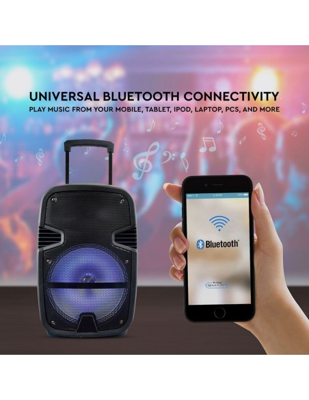 Altoparlante Trolley Ricaricabile 35W Microfono Cablato Telecomando RGB per Cassa 12 pollici