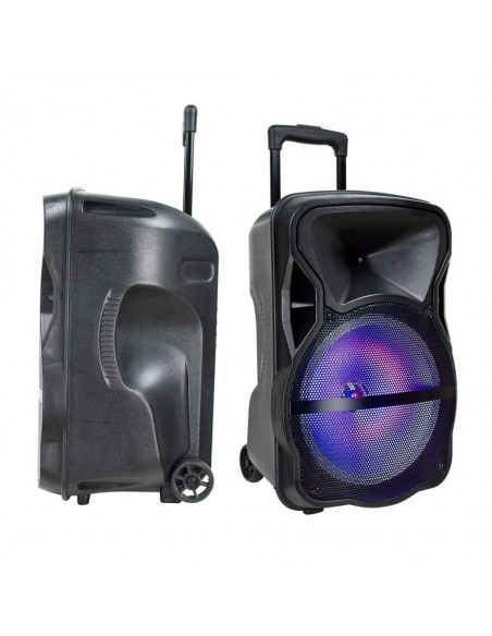7738-Altoparlante Trolley Ricaricabile  con Microfono Wireless  uno Cablato Telecomando RGB per Cassa  pollici-4
