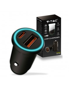 7744-Caricatore per Auto Presa Accendisigari con  Porte USB Tipo-C  e USB-A -1