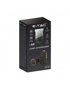 7744-Caricatore per Auto Presa Accendisigari con  Porte USB Tipo-C  e USB-A -1 2