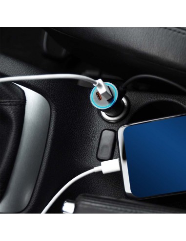 7744-Caricatore per Auto Presa Accendisigari con  Porte USB Tipo-C  e USB-A -3