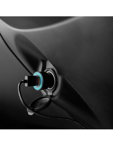 7744-Caricatore per Auto Presa Accendisigari con  Porte USB Tipo-C  e USB-A -4