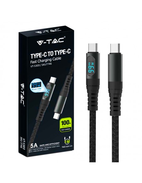 7746-Cavo da USB Tipo-C a USB Tipo-C m Ricarica Rapida A  con Display LED Colore Nero-1