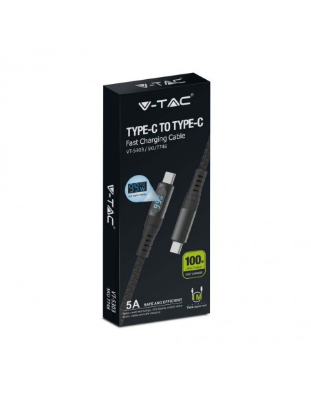 7746-Cavo da USB Tipo-C a USB Tipo-C m Ricarica Rapida A  con Display LED Colore Nero-2