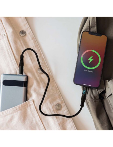 7746-Cavo da USB Tipo-C a USB Tipo-C m Ricarica Rapida A  con Display LED Colore Nero-3