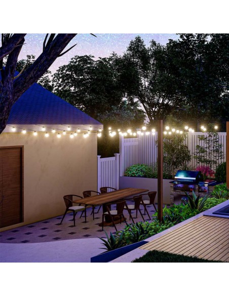 7804-Catenaria m con  Lampadine LED  con Pannello Solare e Telecomando  IP-5