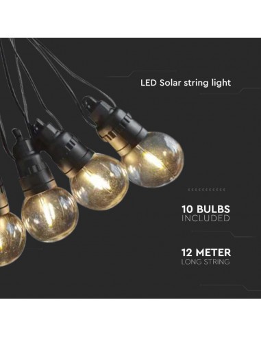 7804-Catenaria m con  Lampadine LED  con Pannello Solare e Telecomando  IP-6