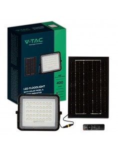 7822-Faro LED con Telecomando e Pannello Solare  Batteria sostituibile Cavo da m Colore Nero  -1