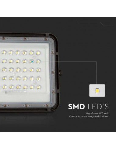 7822-Faro LED con Telecomando e Pannello Solare  Batteria sostituibile Cavo da m Colore Nero  -7