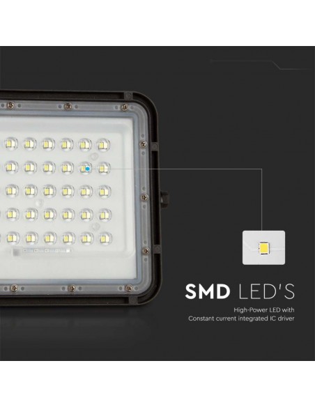 7822-Faro LED con Telecomando e Pannello Solare  Batteria sostituibile Cavo da m Colore Nero  -7