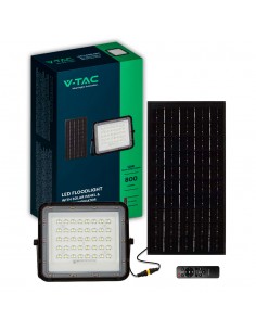 7824-Faro LED con Telecomando e Pannello Solare  Batteria sostituibile Cavo da m Colore Nero  -1