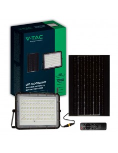 7825-Faro LED con Telecomando e Pannello Solare  Batteria Sostituibile Cavo da m Colore Nero  -1